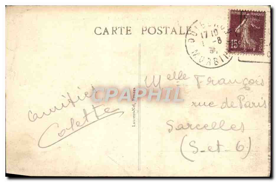 Presqu'île de Quiberon — Port-Bâra et la Côte jusqu'à la Pointe-de-l'Observatoire — éditeur non identifié, n° 3399 — Verso
