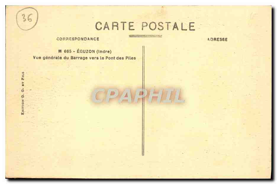 CPA Eguzon La Creuse Pittoresque Vue generale du barrage vers le pont des Iles — Back