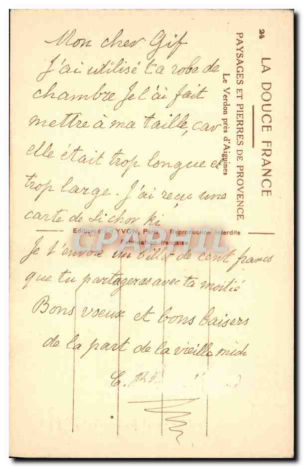 Vallon près d'Alpilles — paysage montagneux avec rivière — éditeur Yvon, Paris, n°24 — Reverso