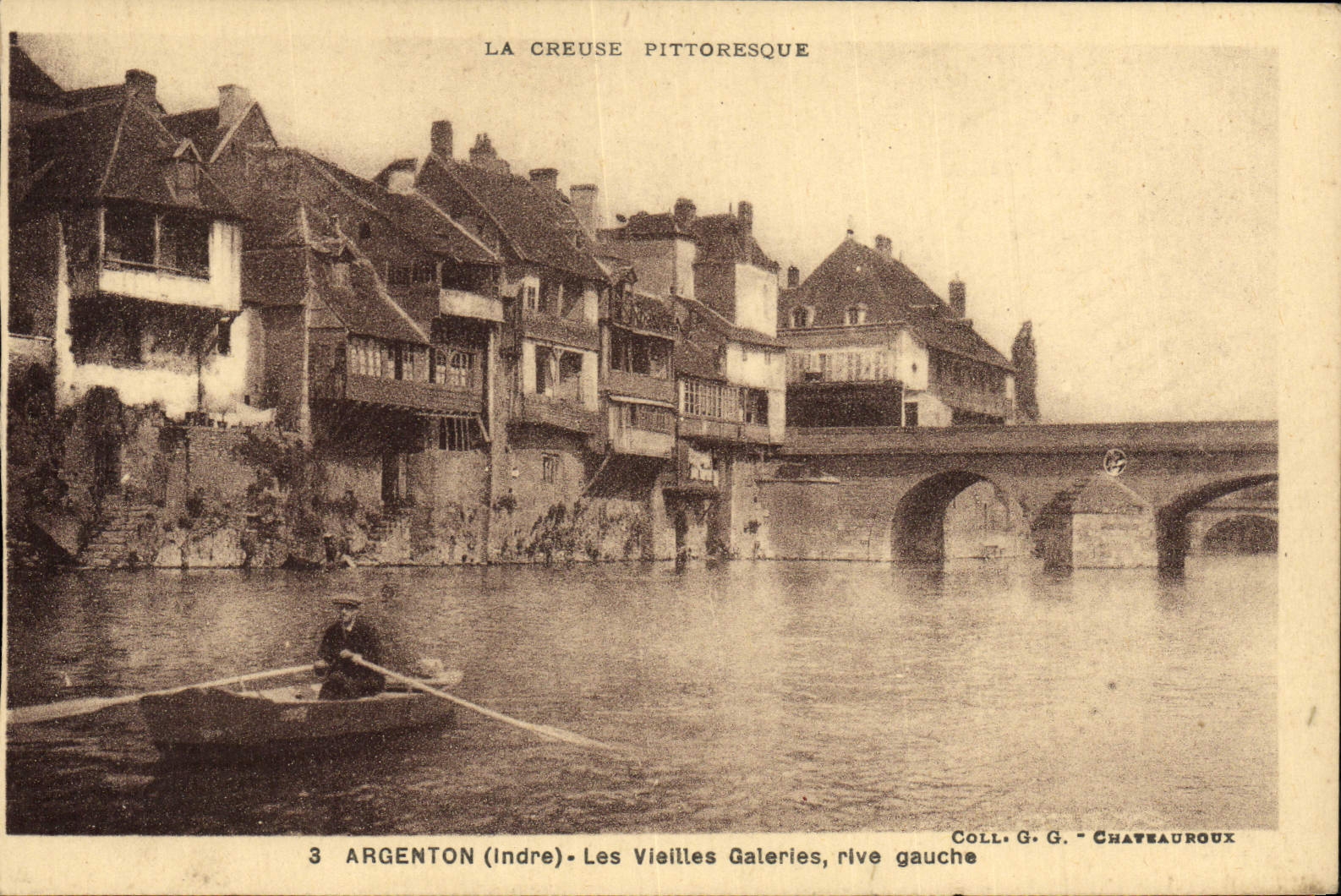 Argenton (Indre) — Les Vieilles Galeries, rive gauche — Coll. G.G. Châteauroux