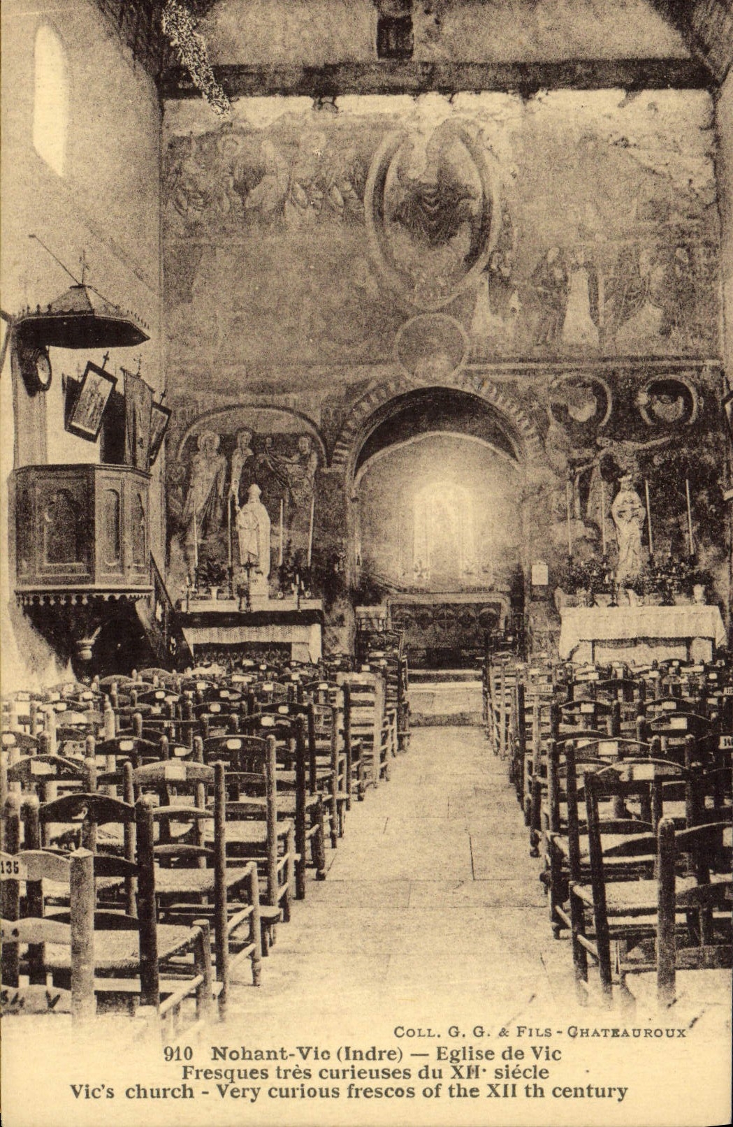 Église de Vic — Fresques très curieuses du XIIe siècle — Coll. G. G. & Fils - Châteauroux