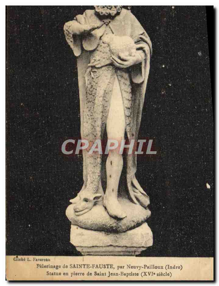 Statue de Saint Jean-Baptiste — pèlerinage de Sainte-Fauste, Neuvy-Pailloux (Indre) — cliché L. Faverneau