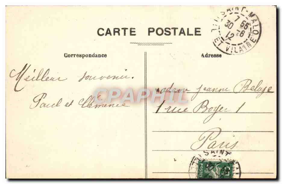 Pointe de Rochebonne, un jour de Tempête — G. F. — Côte d'Émeraude — Rückseite