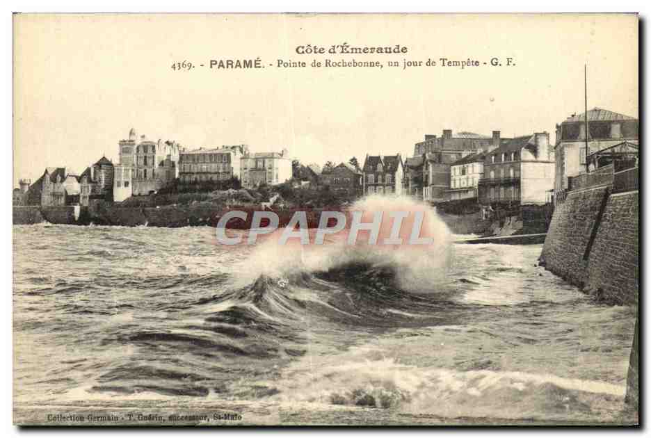 Pointe de Rochebonne, un jour de Tempête - G. F. - Collection Germain - T. Godrin, successeur, St-Malo