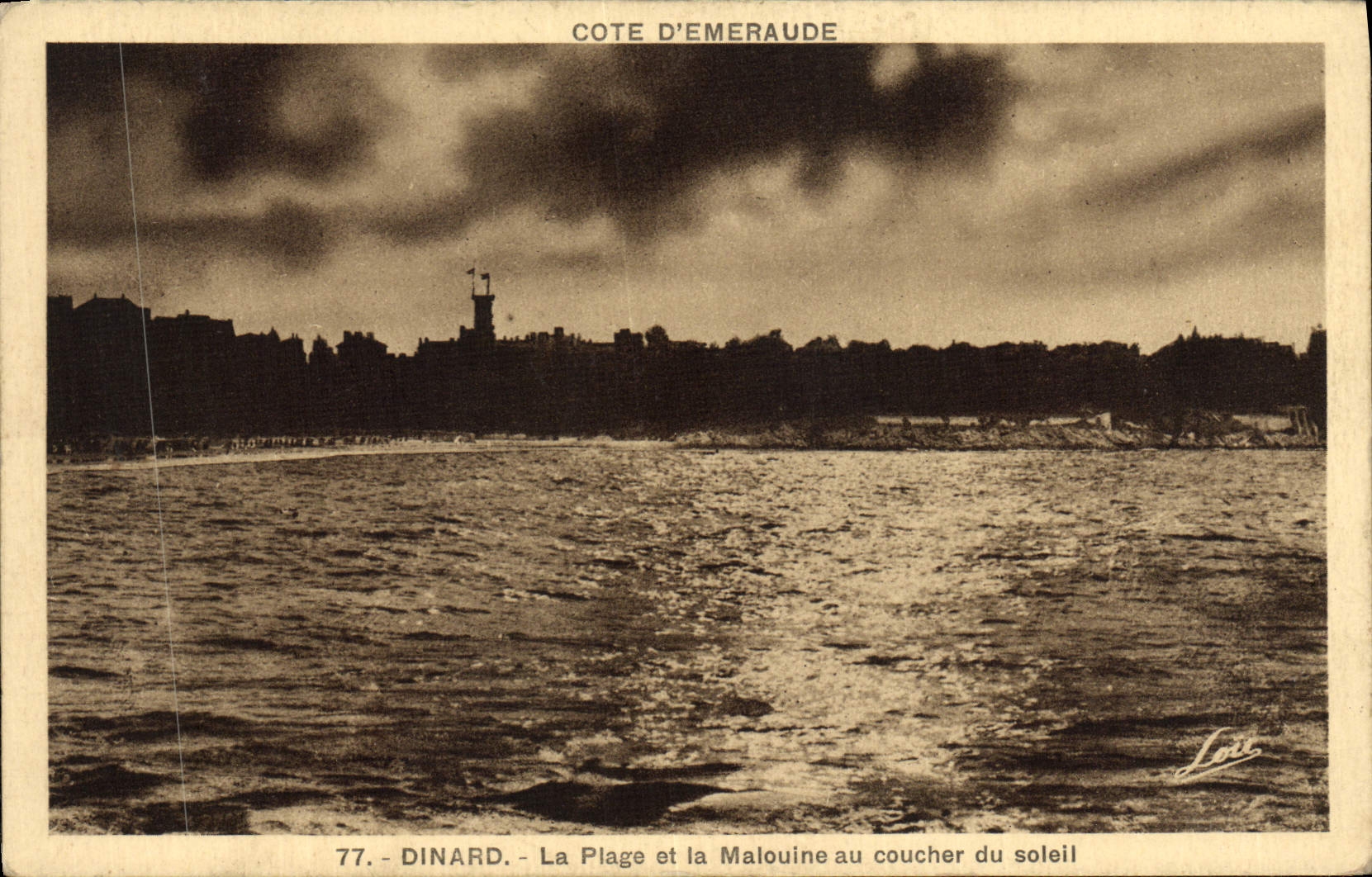 Dinard - La Plage et la Malouine au coucher du soleil — Côte d'Émeraude, n°77, éditeur Loït