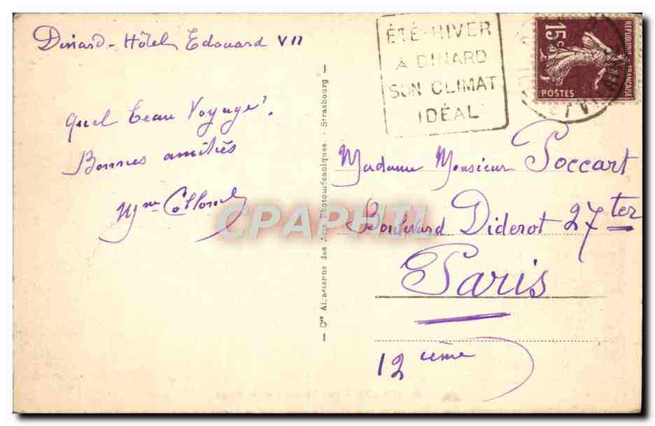 CPA Dinard Les Casinos Et La Plage — Verso