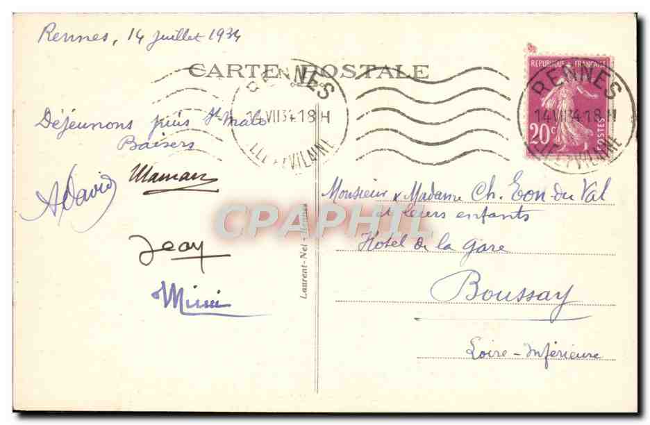 CPA Rennes Le chateau Branlant Ou Maison De Cadet Roussel — Rückseite