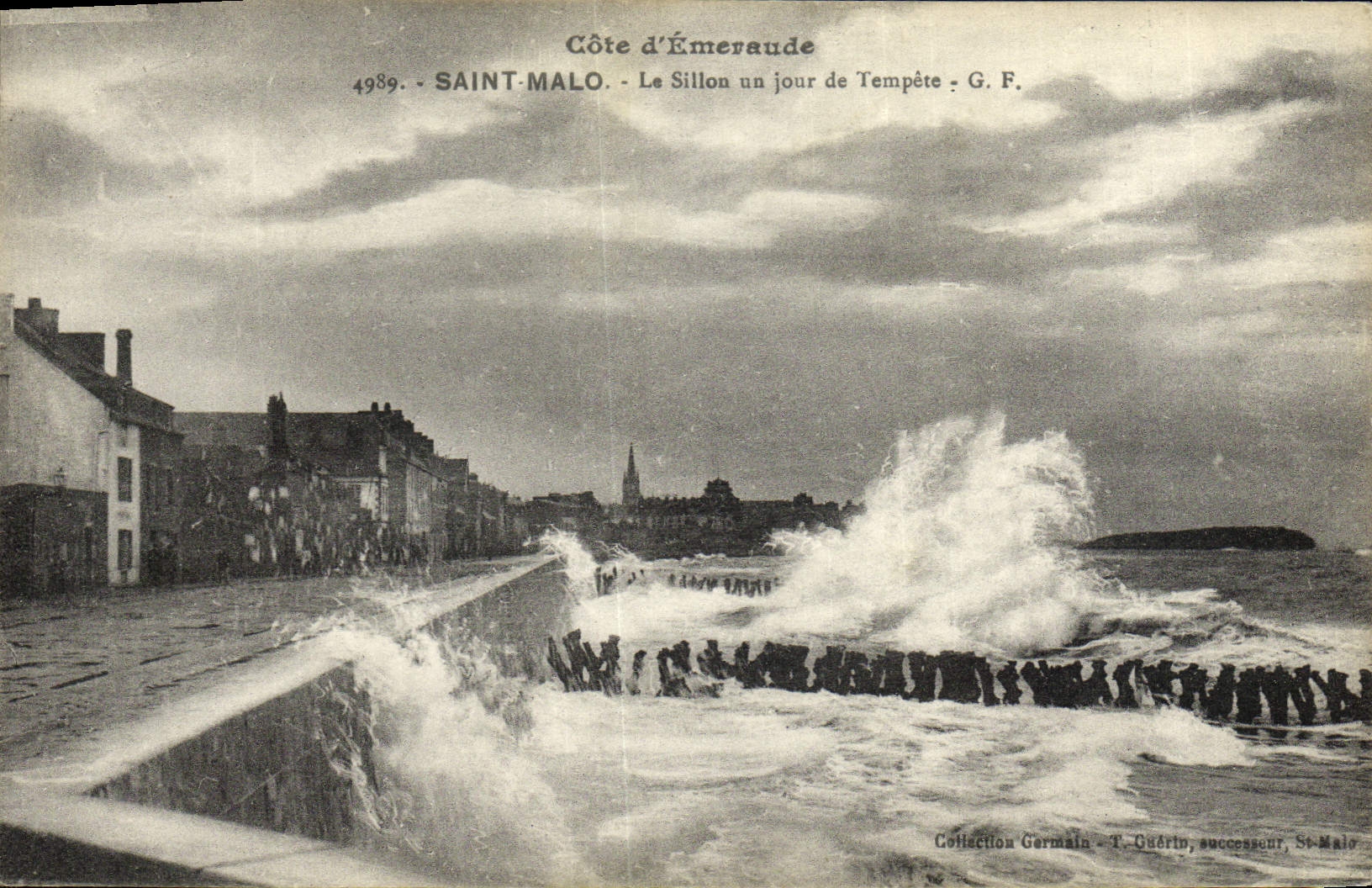 Saint-Malo - Côte d'Émeraude un jour de tempête - G. F. - Collection Germain - T. Guérin, successeur, St-Malo