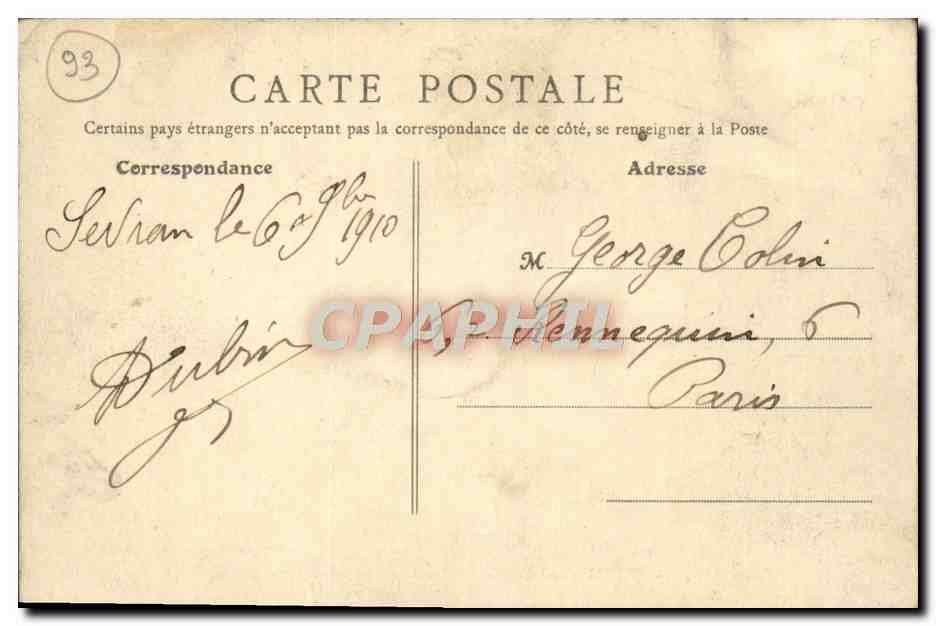 CPA Sevran Livry Poudrerie Nationale — Rückseite