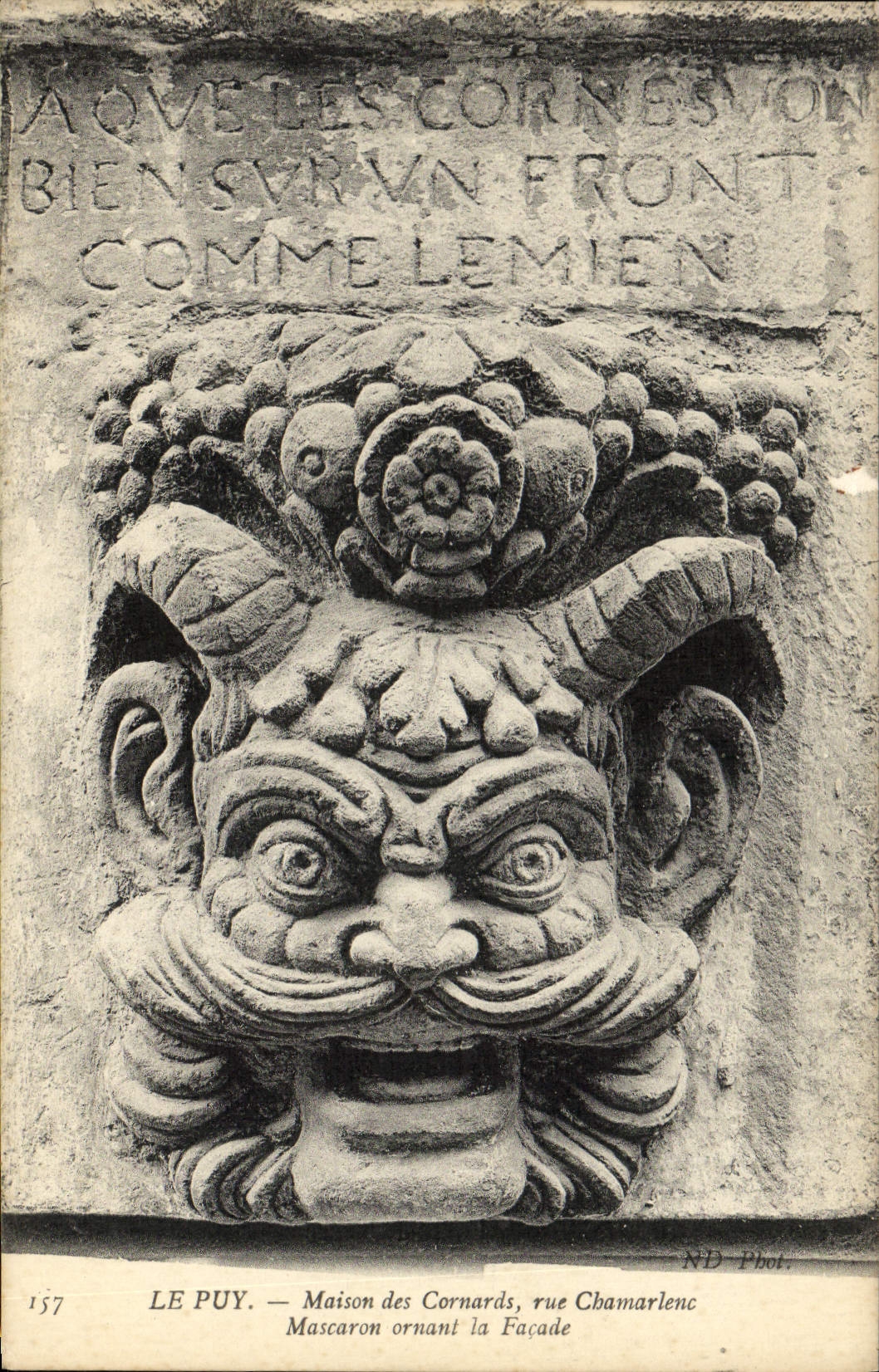 CPA Le Puy Maison Des Cornards Rue Chamarlenc Mascaron ornant la facade