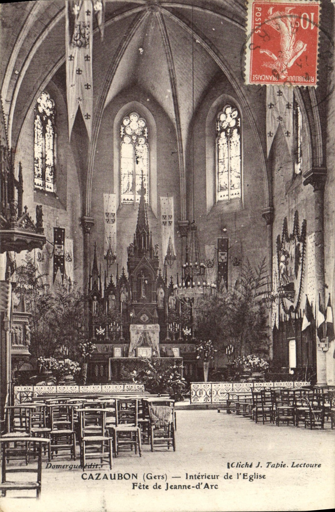 Cazaubon (Gers) — Innenansicht der Kirche — Fest zu Ehren von Jeanne d'Arc — Verlag Domergue