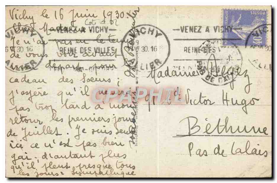 CPA Vichy Le Pavillon De Sevigne — Verso