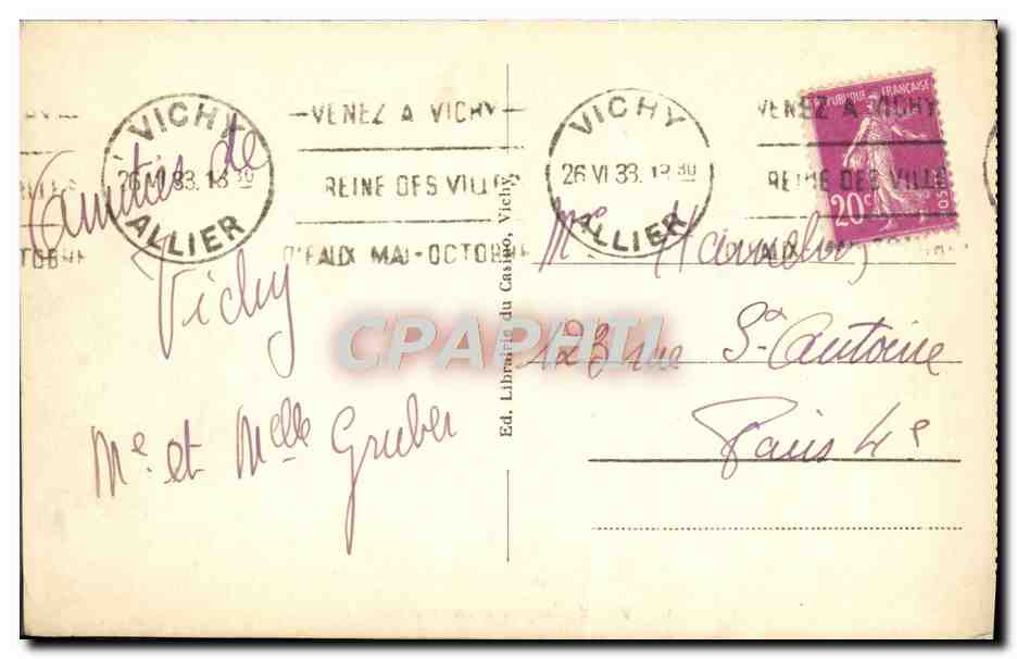 CPA Vichy Galerire Couverte Et Pergola — Rückseite