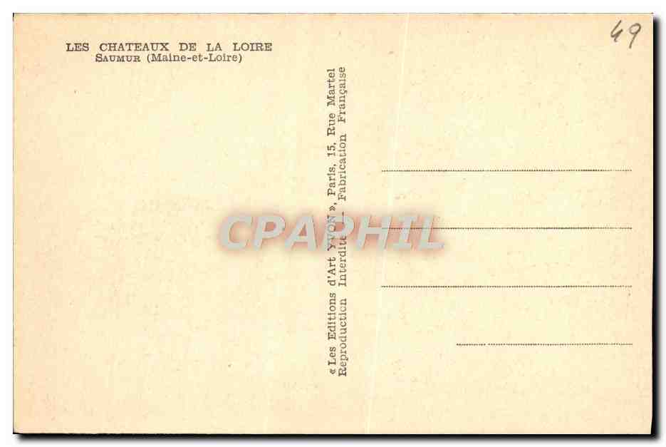 CPA Les Chateaux De La Loire Saumur — Rückseite