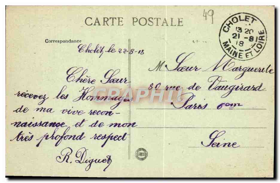 CPA Cholet Le Theatre Et l'Eglise Notre Dame — Rückseite