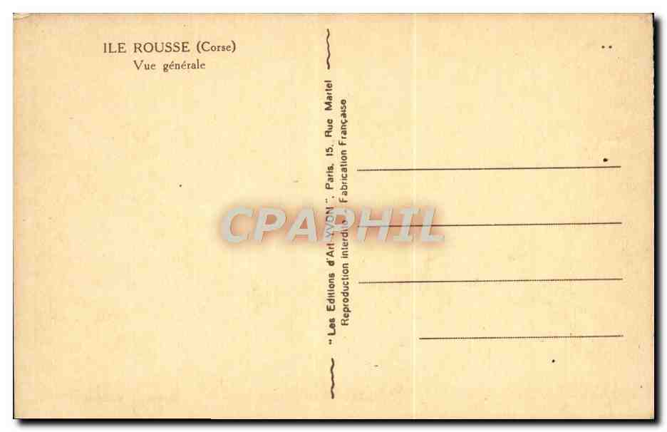 CPA Ile Rousse Vue Generale Corse — Rückseite