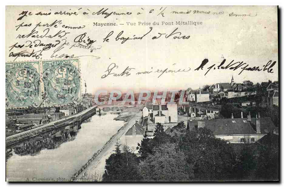 CPA Mayenne Vue Prise Du Pont Metallique