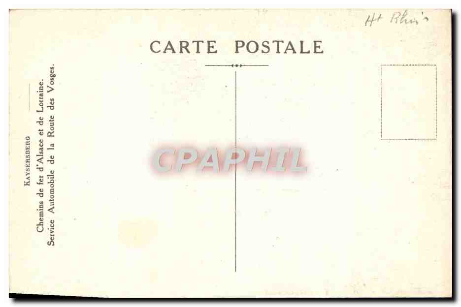CPA Kaysersberg Chemine De Fer D'Alsace Et De Lorraine — Rückseite