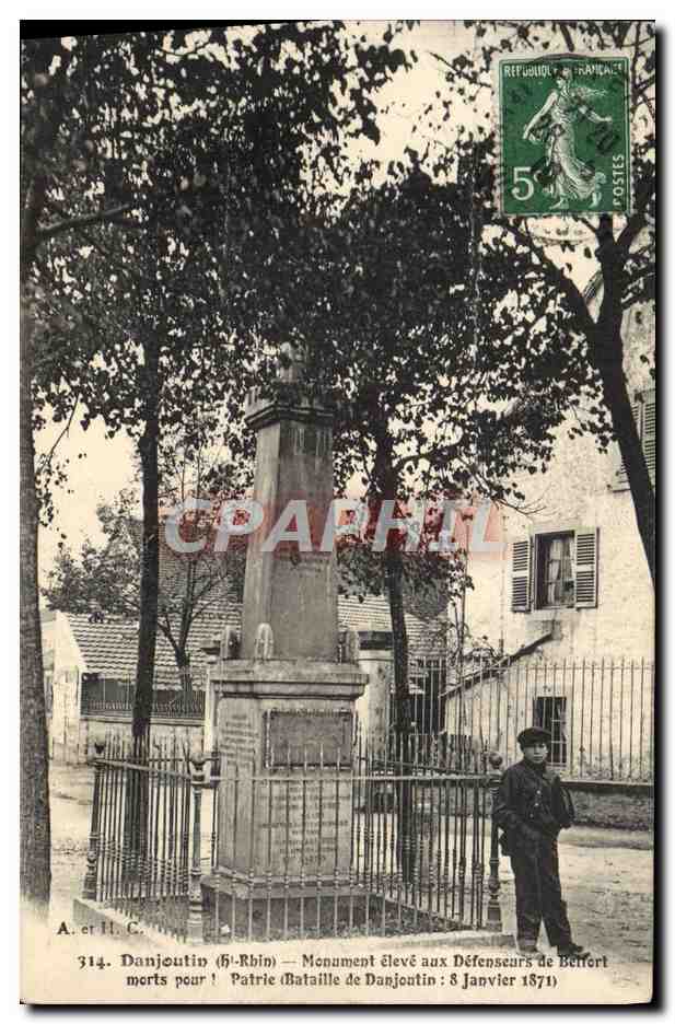 Danjoutin (Haut-Rhin) — Monument élevé aux Défenseurs de Belfort morts pour la Patrie (Bataille de Danjoutin : 8 Janvier 1871) — A. et H. C.