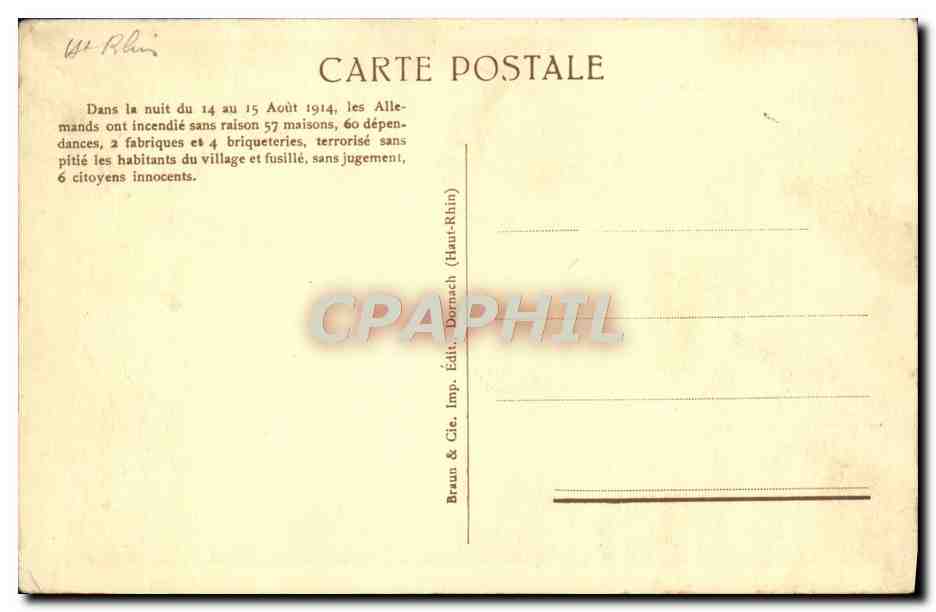 CPA Guebwiller Le Monument Et L'Eglise — Rückseite
