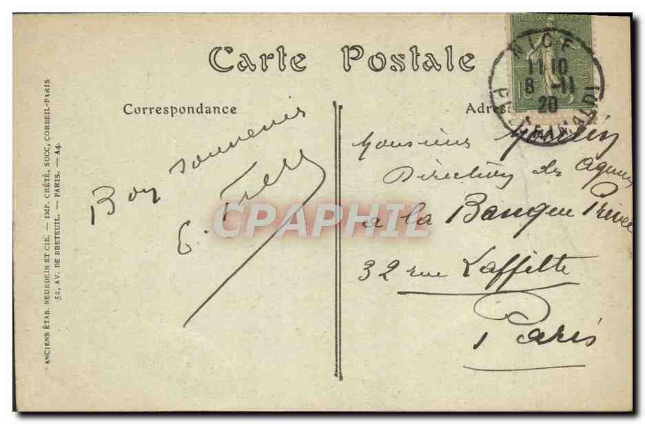 CPA Nice La Place Massena Tramway — Rückseite