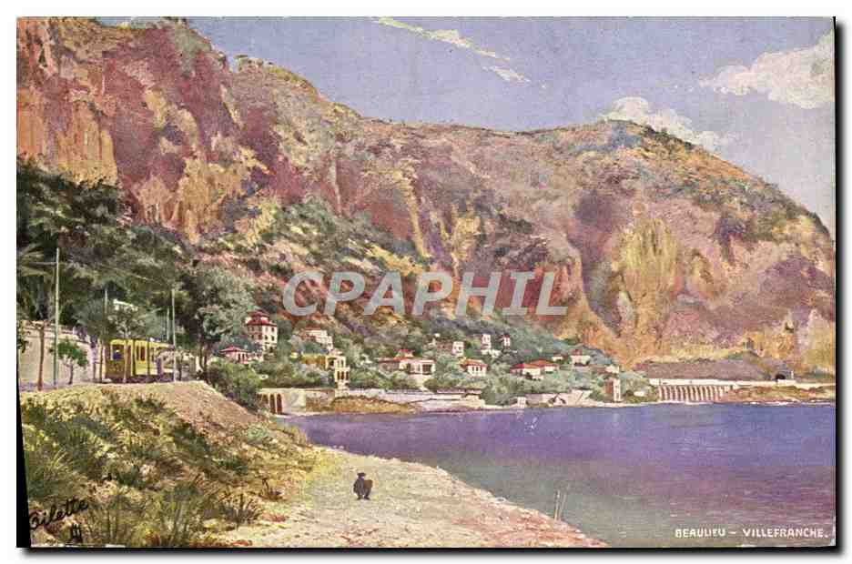 Beaulieu-Villefranche — Vue du lac et des falaises — Oilette, série n°45 - Anverso