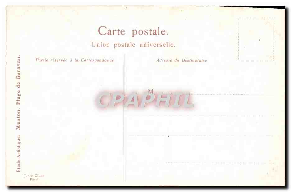 CPA Menton Plage De Garavan — Verso