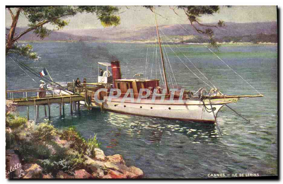 CPA Cannes Ile De Lerins Bateau