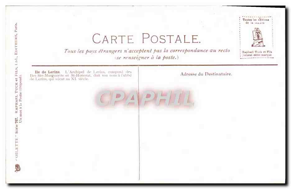 CPA Cannes Ile De Lerins Bateau — Verso