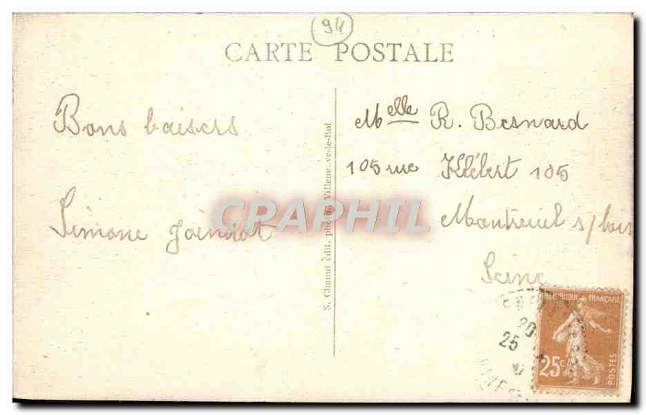 CPA Villeneuve Le Roi La Nouvelle Mairie — Rückseite
