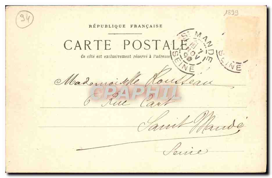 CPA Porte Principale Du Fort De Vincennes — Verso