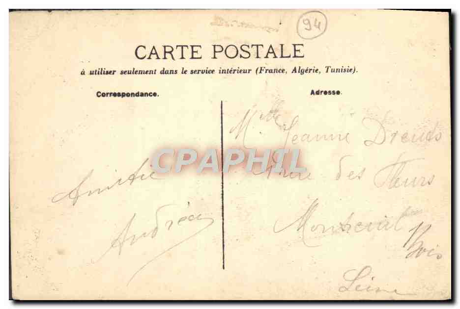 Joinville-le-Pont — La Marne, le bal Champêtre — E. François, a Joinville, édit. — Rückseite