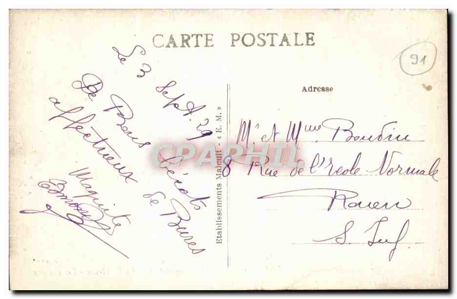CPA Bures sur Yvette Le Chateau La Riviere — Rückseite