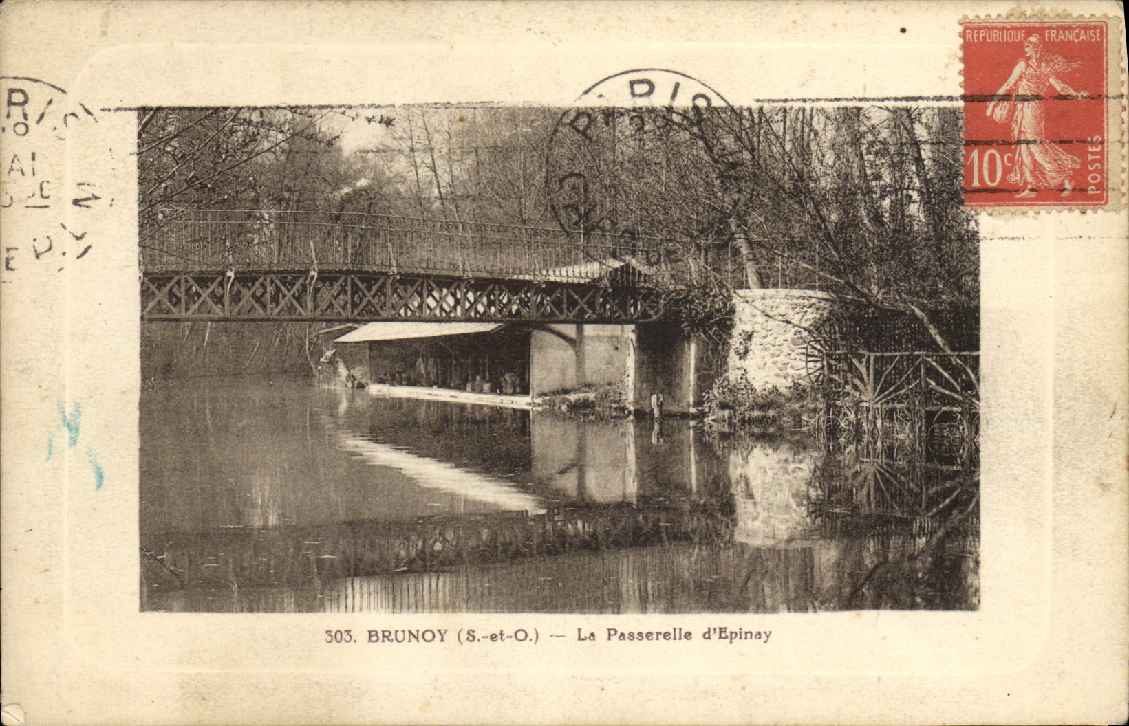 CPA Brunoy La Passerelle d'Epinay Lavoir 