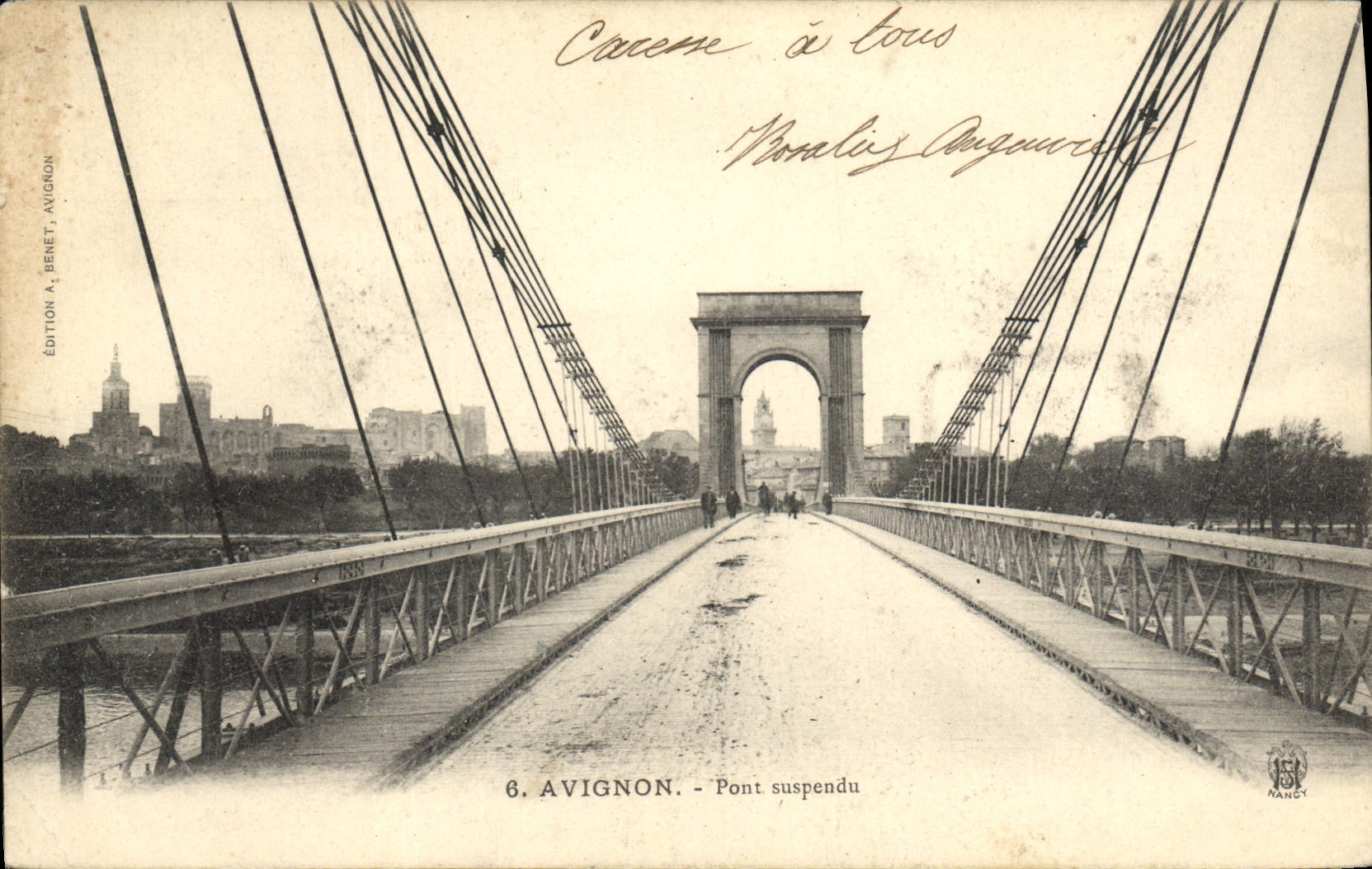 Avignon - Pont suspendu — Édition A. Benet, Avignon, n°6 - Anverso