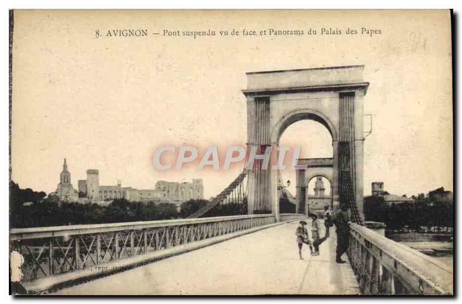 CPA Avignon Pont Suspendu Vu de Face et Panorama du Palais des Papes