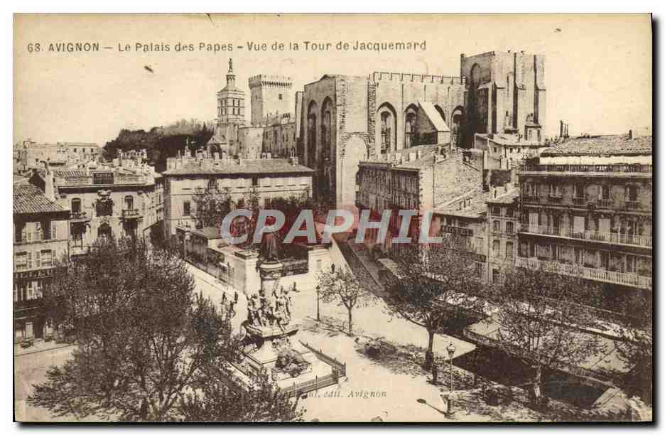 CPA Avignon Le Palais des Papes Vue de La Tour de Jacquemard Lion