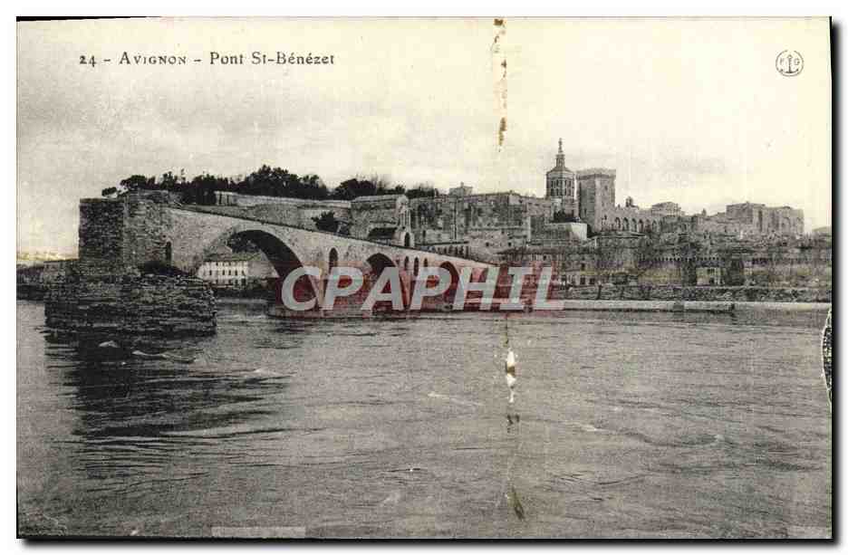 Avignon - Pont Saint-Bénézet — vue du pont et de la ville — éditeur C.13, n°24