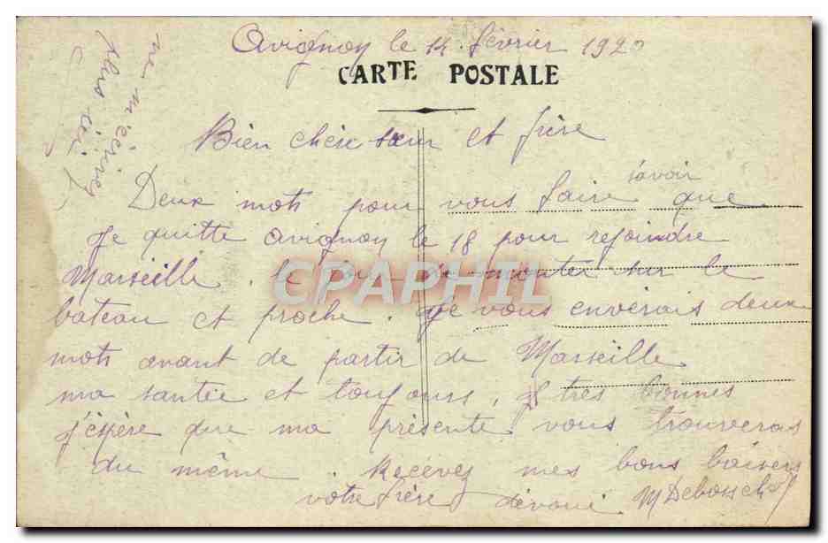 CPA Avignon souvenir Papillon — Rückseite