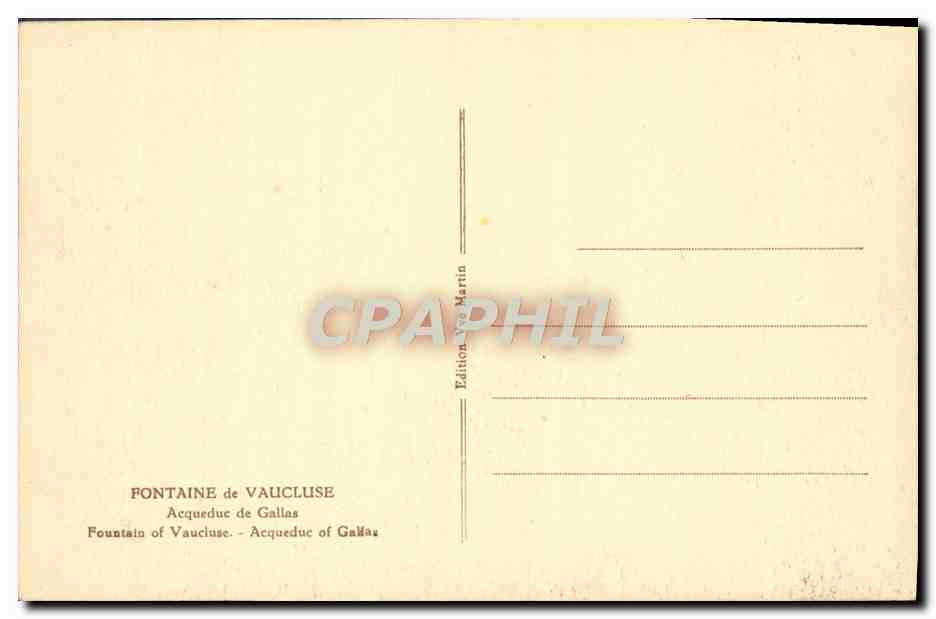 Fontaine de Vaucluse — Acqueduc de Gallas — Édition Vé Martin — Rückseite
