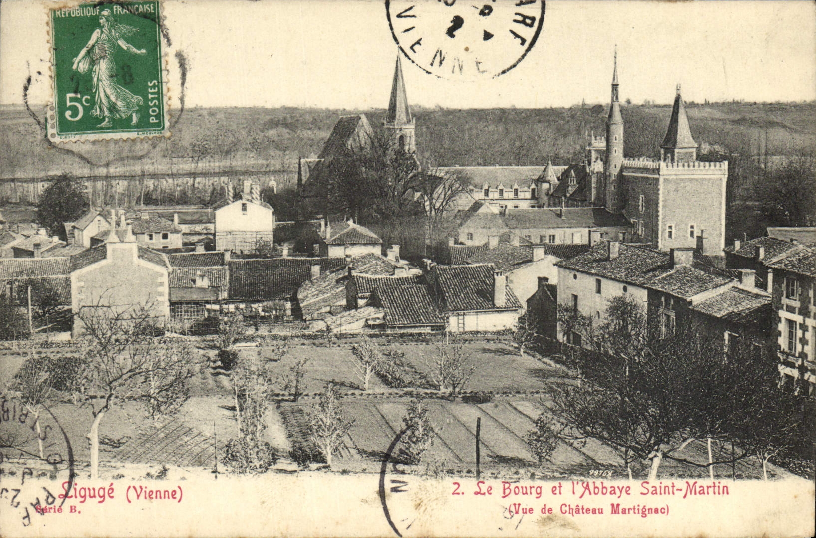 Ligugé (Vienne) — Das Dorf und die Abtei Saint-Martin — Ansicht des Schlosses Martignac — Verlag Adrie B.