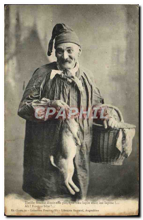 CPA Homme et lapin Folklore vienne 