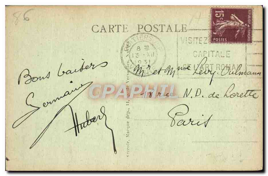Poitiers - Porte Saint-Augustin — éditeur CPAPHIL, n° 28 — Achterkant