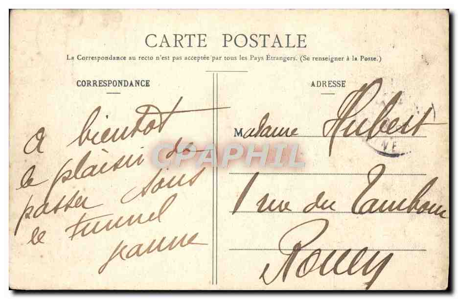 POTTIERS - Entrée du Tunnel - Coll. H.B. - 186 — Verso