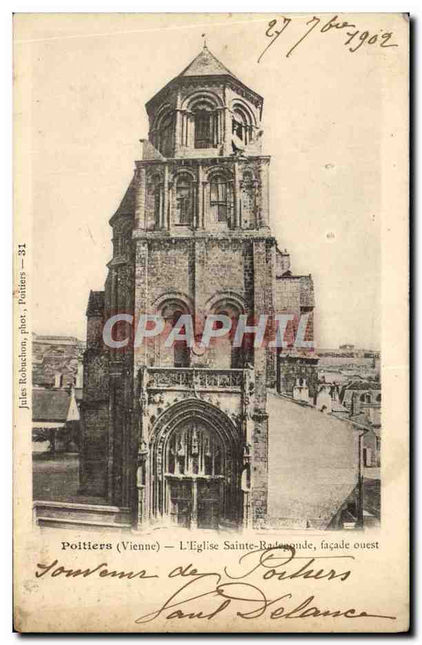 Poitiers (Vienne) — L'Église Sainte-Radegonde, façade ouest — Jules Robachon, phot. Poitiers — 31