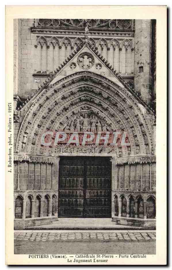 Poitiers (Vienne) — Cathédrale St-Pierre - Porte Centrale Le Jugement Dernier — J. Robuchon, phot. Poitiers - 12271
