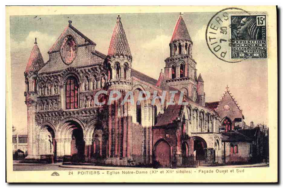 Poitiers — Église Notre-Dame (XIe et XIIe siècles) — Façade Ouest et Sud