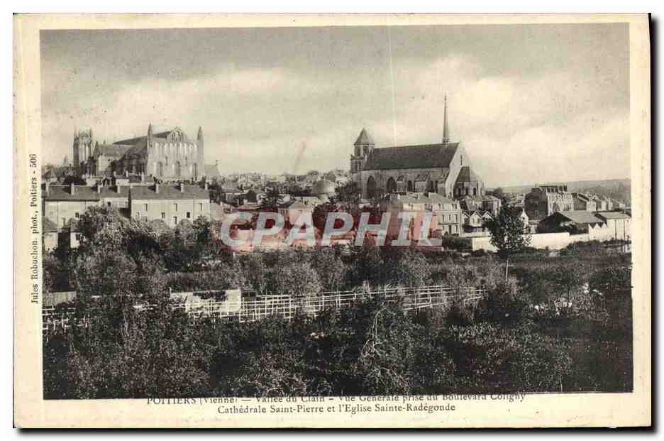 POTTERS (Vienne) — Vallée du Clain — Vue Générale prise du Boulevard Conghy — Cathédrale Saint-Pierre et l'Église Sainte-Radégonde — Julius Rubachon, phot., Poitiers - 508