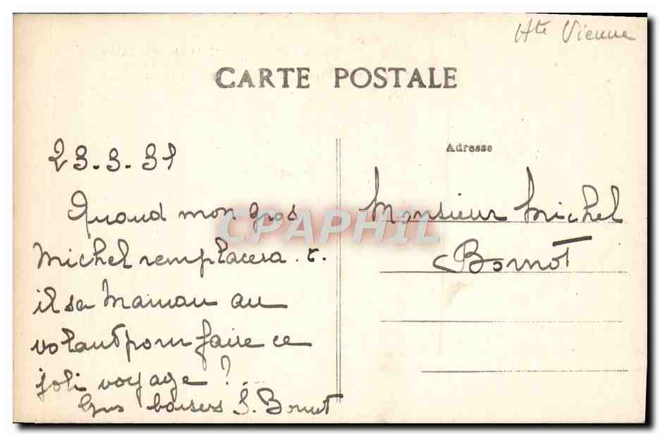 CPA Aixe Sur Vienne Notre Dame d'Arlique Le Limousin  — Back