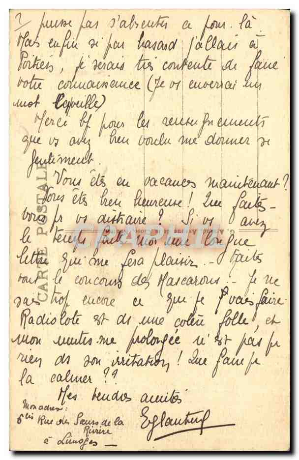 Limoges — Le Pont St-Étienne — éditeur inconnu, n° 22 — Rückseite